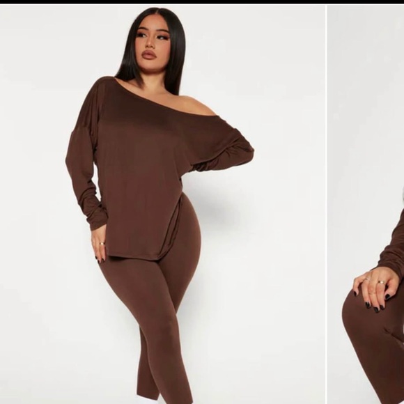 Fashion Nova Other - Fashion Nova Brown Off-Shoulder Set xl